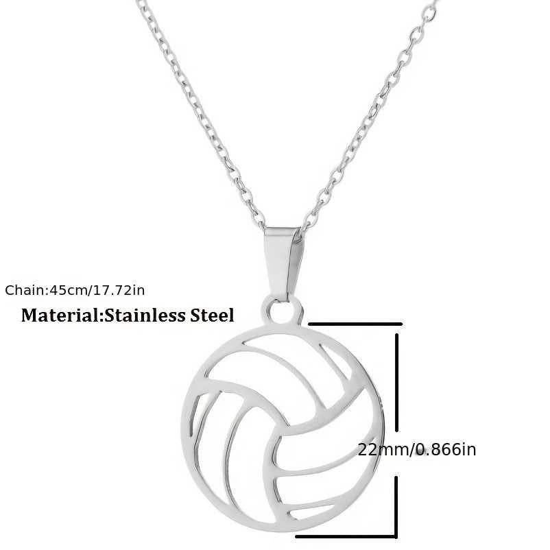 Men's Silver Plated Volleyball Pendant Necklace With Cable Chain