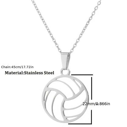 Men's Silver Plated Volleyball Pendant Necklace With Cable Chain