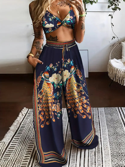 Boho Butterfly Print Two-piece Set